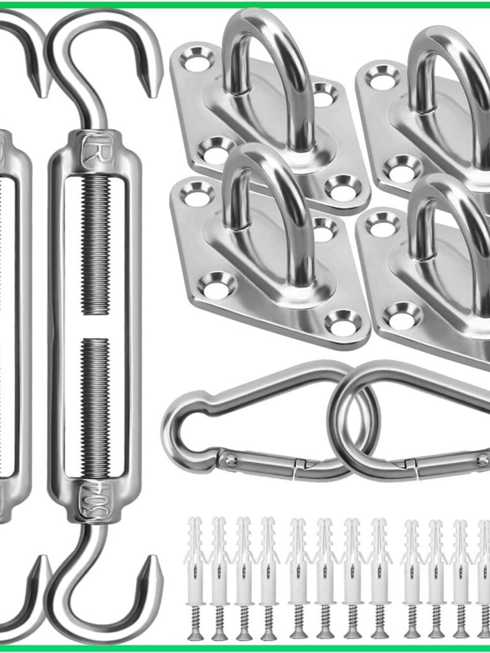 Sun Shade Sail Hardware Kit - 6 Inch 304 Stainless Steel Sunshades Canopy Instal